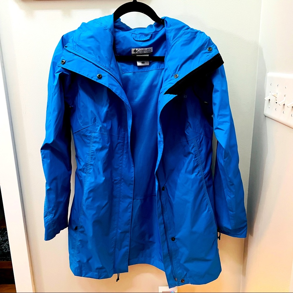 COLUMBIA OMNI-TECH WOMEN'S WATERPROOF RAIN JACKET BLUE SIZE S